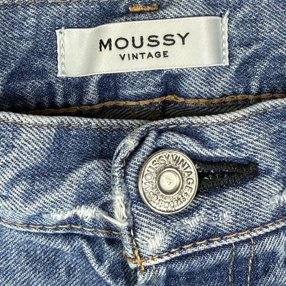 Moussy Cut Off Shorts Size 27 Blue Denim High Rise Button Fly Inseam 9” Japan - Picture 4 of 13